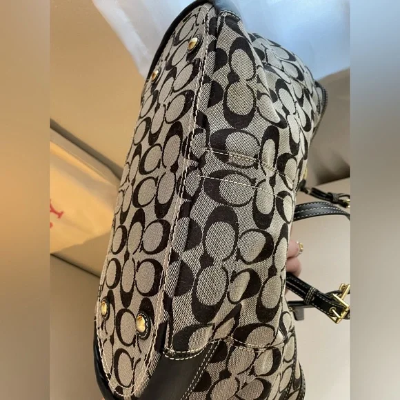 Coach Monogram Poppy Black and Tan Signature Tote Bag - Picture 11 of 12
